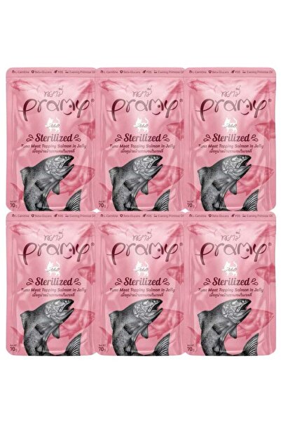 BRAMİA طعام برامي الرطب للقطط بنكهة التونة والسلمون في الجيلي للقطط المعقمة - 6 عبوات × 70 غرام