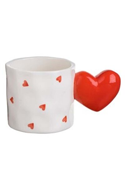 OEM White Ceramic Mug with Heart Handle 350 ml