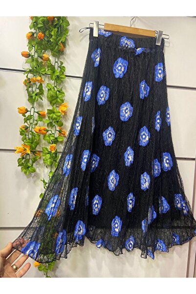 edu collection Lace Floral Patterned Lined Skirt