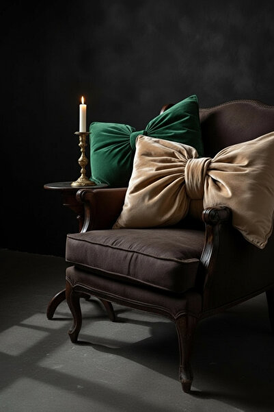 JACA Fiyonk Görünümlü Yastık Kadife Yumuşak Kumaş İç Dolgulu Set (2 Adet)