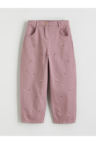 LC Waikiki Lcw Kids Lilac Elastic Waist Floral Girls' Trousers