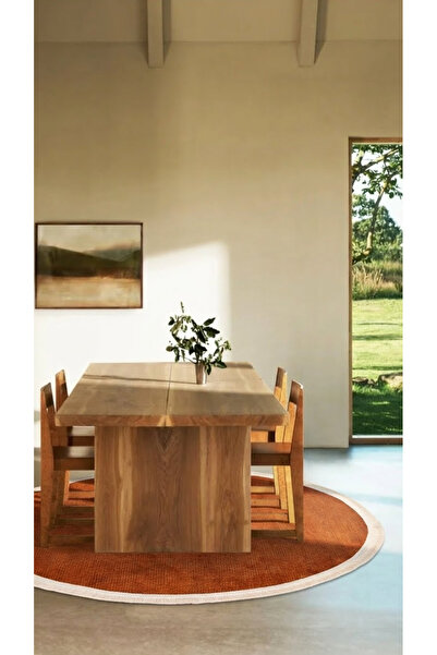 Halispecial Alera-Kiremit-Yuvarlak-Oturma Odası-Mutfak-Modern-Kilim-Yıkanabil...