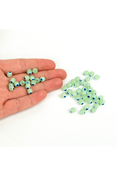 yfhobi 5 Adet - 6 mm Yassı Cam Nazar Takı Aparatı, Su Yeşili Renk Nazar Boncu...