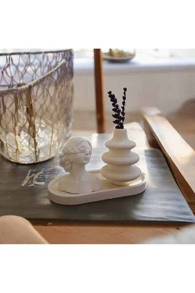 Bernami طقم مزهرية نسائية مكونة من 3 قطع وعناصر زخرفية وطبق ومزهرية حديثة وحل...