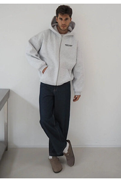 Arz giyim Ardente Studios Jachetă gri unisex cu glugă supradimensionată și bu...