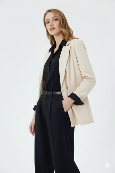 Generic Brand Oversize Two Button Women's Blazer Jacket