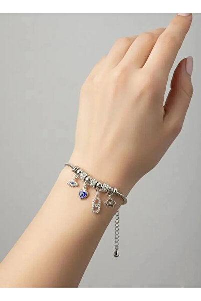 Dorvina 316L Tarnish-Free Steel Adjustable Zircon Stone Silver Color Evil Eye...