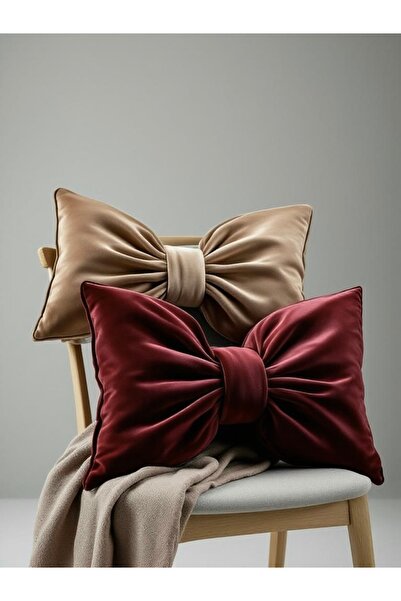 JACA Fiyonk Görünümlü Yastık Kadife Yumuşak Kumaş İç Dolgulu Set (2 Adet)