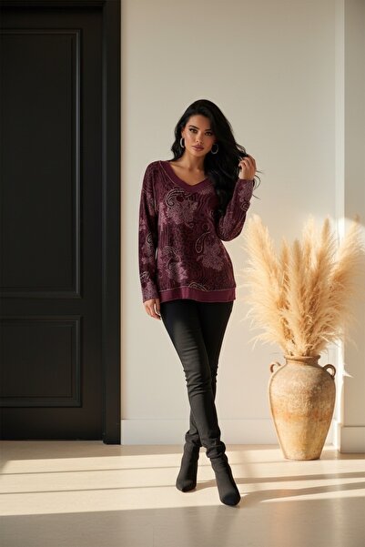 MADE İN ITALY İtalyan Model Desenli Triko Bluz