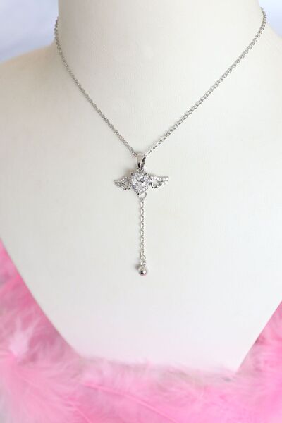 Zümrüt سلسال جناح القلب المتحرك مع حجر الزركون الفولاذي