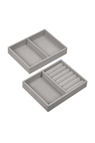 OEM Jewelry Organizer Set Suede Gray 15.5 x 12 cm - 2 pcs