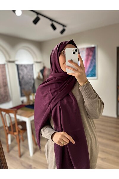 Merwiss Hürrem Desen İpeksi Jakar Şal - Mürdüm