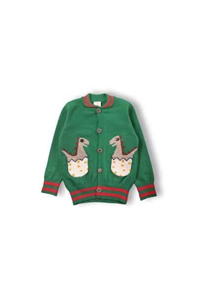 MODJEANS Bomber Jacket for Boys, Green, Knitted, with Playful Embroidery, 6-1...