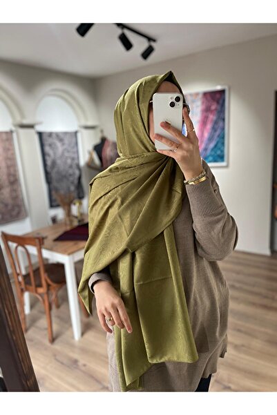 Merwiss Hürrem Desen İpeksi Jakar Şal - Yağ Yeşili