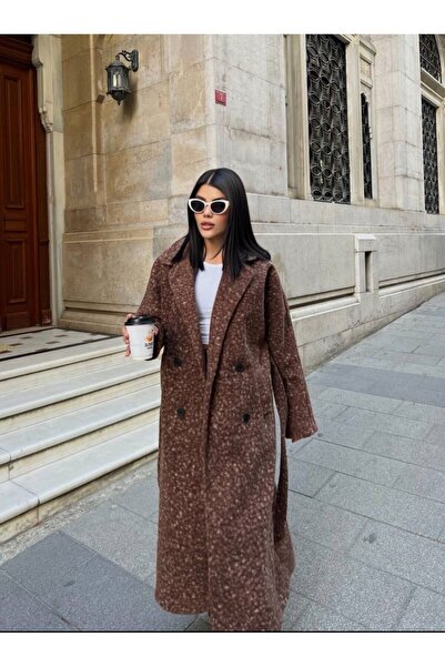 LİBREPRİVE Women's Belted Long Coat Buttoned Oversized Cut Stylish Casual Win...