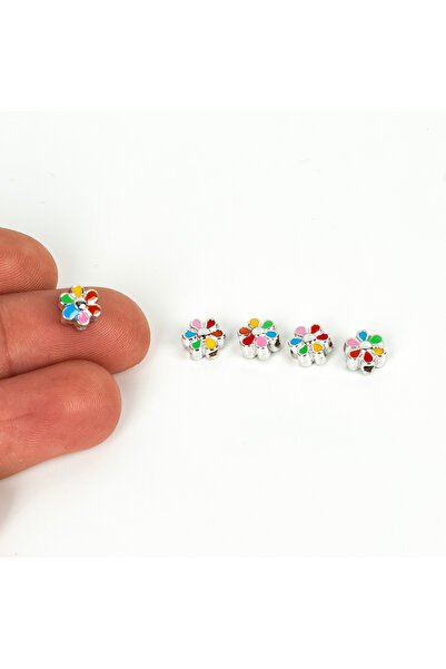 yfhobi 1 Adet - 6 mm Karışık Renk Mineli Papatya Desenli Uç, Charm Uç, Rodyum...