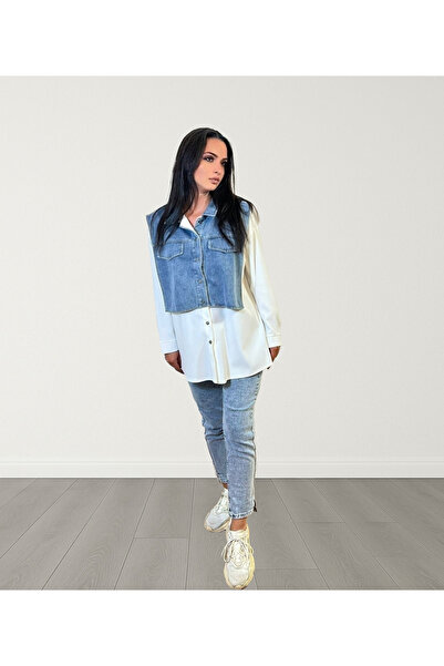 OEM Camasa alba cu insertie denim JQZ 22