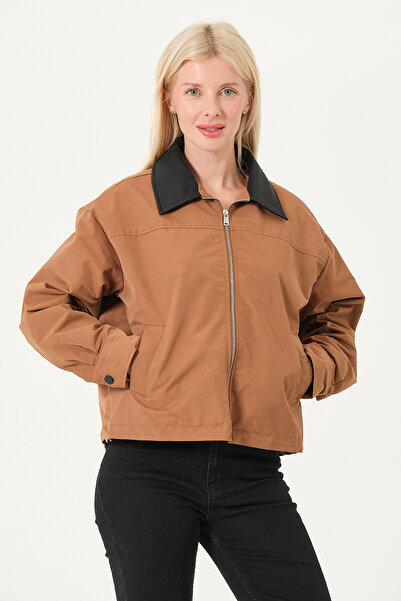 PIQUE ΓΥΝΑΙΚΕΙΟ ΠΑΛΤΟ Δερμάτινο Γυναικείο Παλτό με Γιακά