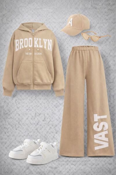 Kids طقم أطفال بغطاء رأس باللون البيج من Vast Alt Upper