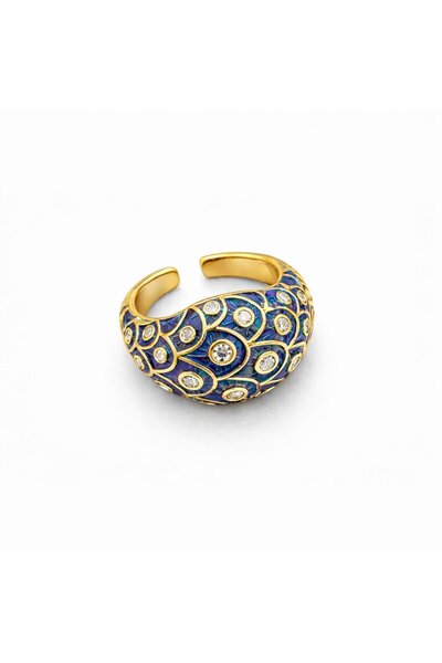 neslyaccessories Statament Series - Enamel Adjustable Ring (Gold)
