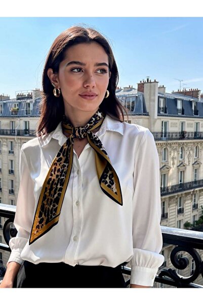 PERLMUTT Eșarfă pentru gât cu model leopard pentru femei - accesoriu pentru g...