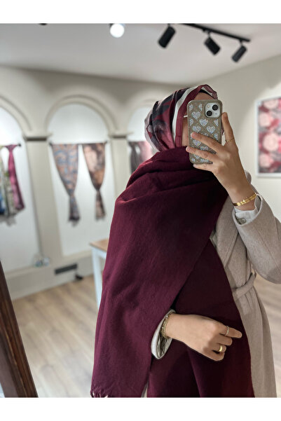 Merwiss Puffy Scarf Soft Textured Shoulder Shawl - Burgundy