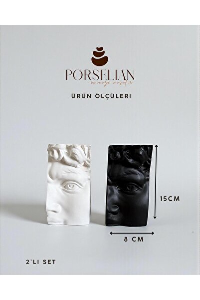 Porselian 2'li Set Dekoratif Antik Yüz Heykel Kitap Desteği ve Biblo David Bü...
