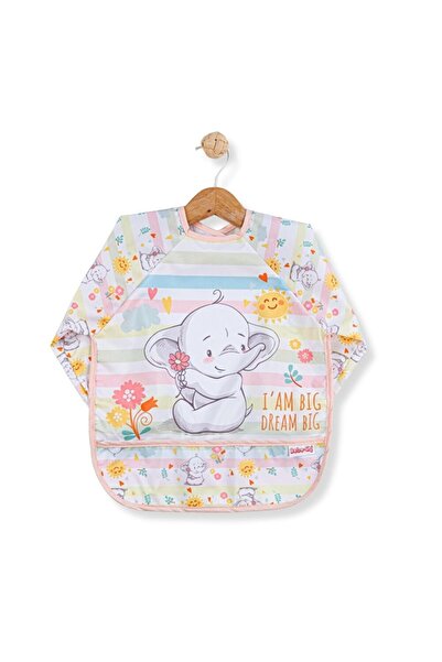 babynow مريلة طعام وأنشطة بأكمام طويلة مقاومة للسوائل مع جيوب - فيل لطيف (5 قطع)