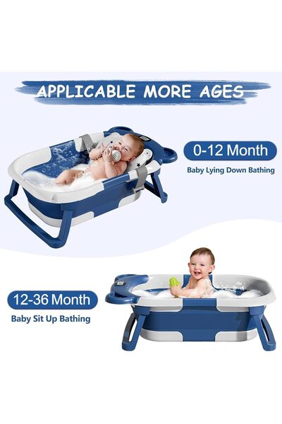 Favarey Foldable Baby Bathtub with Soft Cushion and Real-Time Thermometer