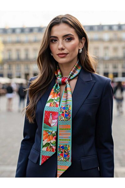 Veille Women's Floral Patterned Modern Patterned Scarf – Neck, Bag & Hair Accessory – Stylish Gift Alternative