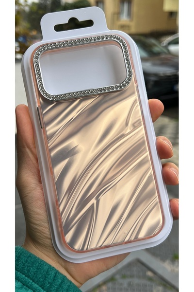 EDELFU Compatible with iPhone 17 Pro |   Stylish Desert Color Wave Pattern Phone Case – Cover with Camera Protection with Rhinestones