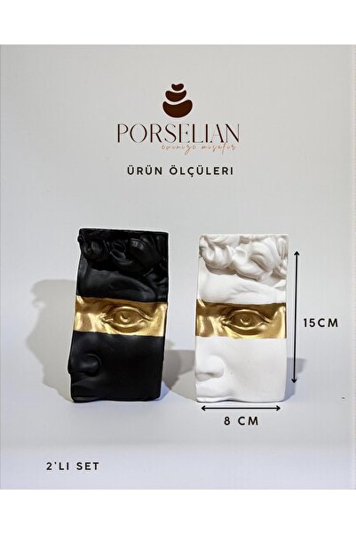 Porselian 2'li Set Dekoratif Antik Yüz Heykel Kitap Desteği ve Biblo David Bü...