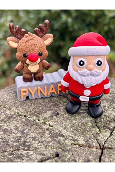 pynarix Santa Claus + Rudolph Reindeer Figure Toy - Christmas Family 🎅 🦌 3D Double Organic Figure Pack of 2