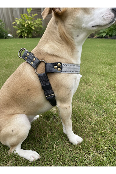balkonda Dog Harness Small and Medium Breeds Adjustable Denim Light Grey & Dark Grey