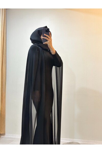 Bess Store Women's Hijab Evening Dress Cape Tailed Evening Dress