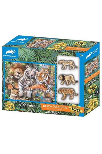 MATMEL 4 Pcs Wild Cats Figure Set and 100 Piece Puzzle