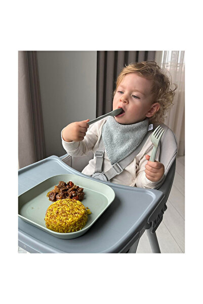 lets be child Lc Square Plate Set of 2 Sage Green - Peach (5 Pcs)