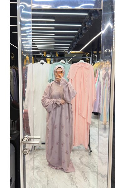DADO BELLA Pembe Tek Parça Başörtülü Nakışlı Namazlık