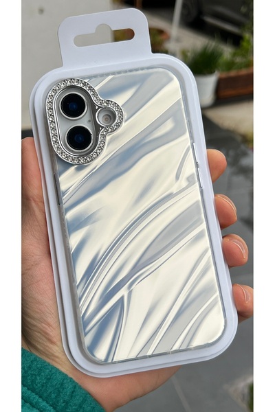 EDELFU Compatible with iPhone 16 |   Stylish Silver Wave Pattern Phone Case –...