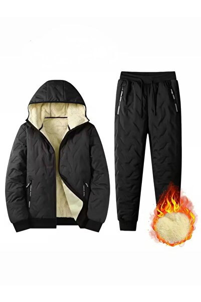 New Sport Erkek Kışlık Kapüşonlu Eşoman Takımı Peluş Astarlı