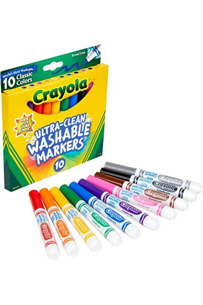Crayola Washable Super Clean Markers, Broad Line, Classic Colors, 10 Count