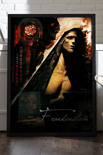 Duvarda Αφίσα Φρανκενστάιν με μαύρο ξύλινο πλαίσιο, διακοσμητική ζωγραφική το...