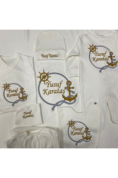 bebek desen طقم خروج من المستشفى مكون من 10 قطع مطرزة مع رباط