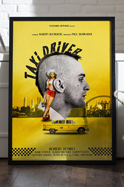 Duvarda Αφίσα οδηγού ταξί με μαύρο ξύλινο πλαίσιο, ζωγραφική τοίχου ταινιών