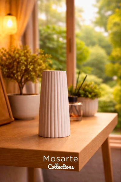 Mosarte مزهرية زخرفية حديثة بتصميم مضلع ومحزز