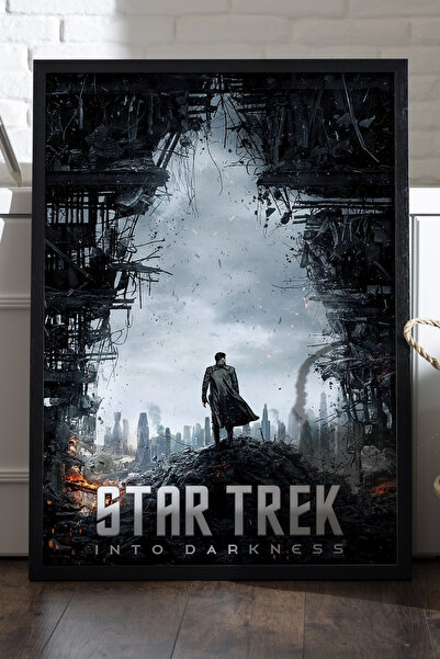 Duvarda Star Trek crni drveni poster u ramu, dekorativna filmska zidna slika