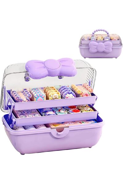 Generic صندوق تنظيم إكسسوارات الشعر بثلاث طبقات