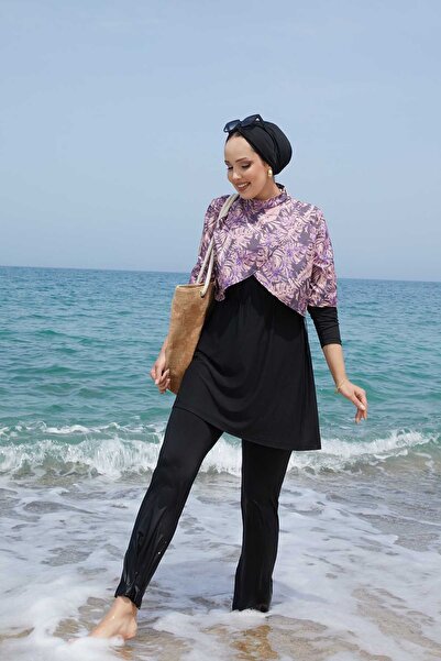 EBRUTESETTÜR Allerli Patterned Hijab Swimsuit Purple