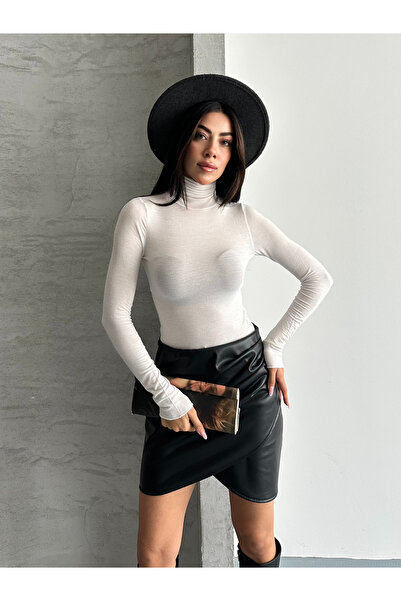 FERZOLAİO High-Necked White Transparent Blouse