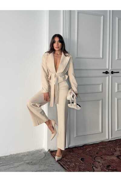 MAXXANA Tie-Up Velvet Jacket and Pants Set